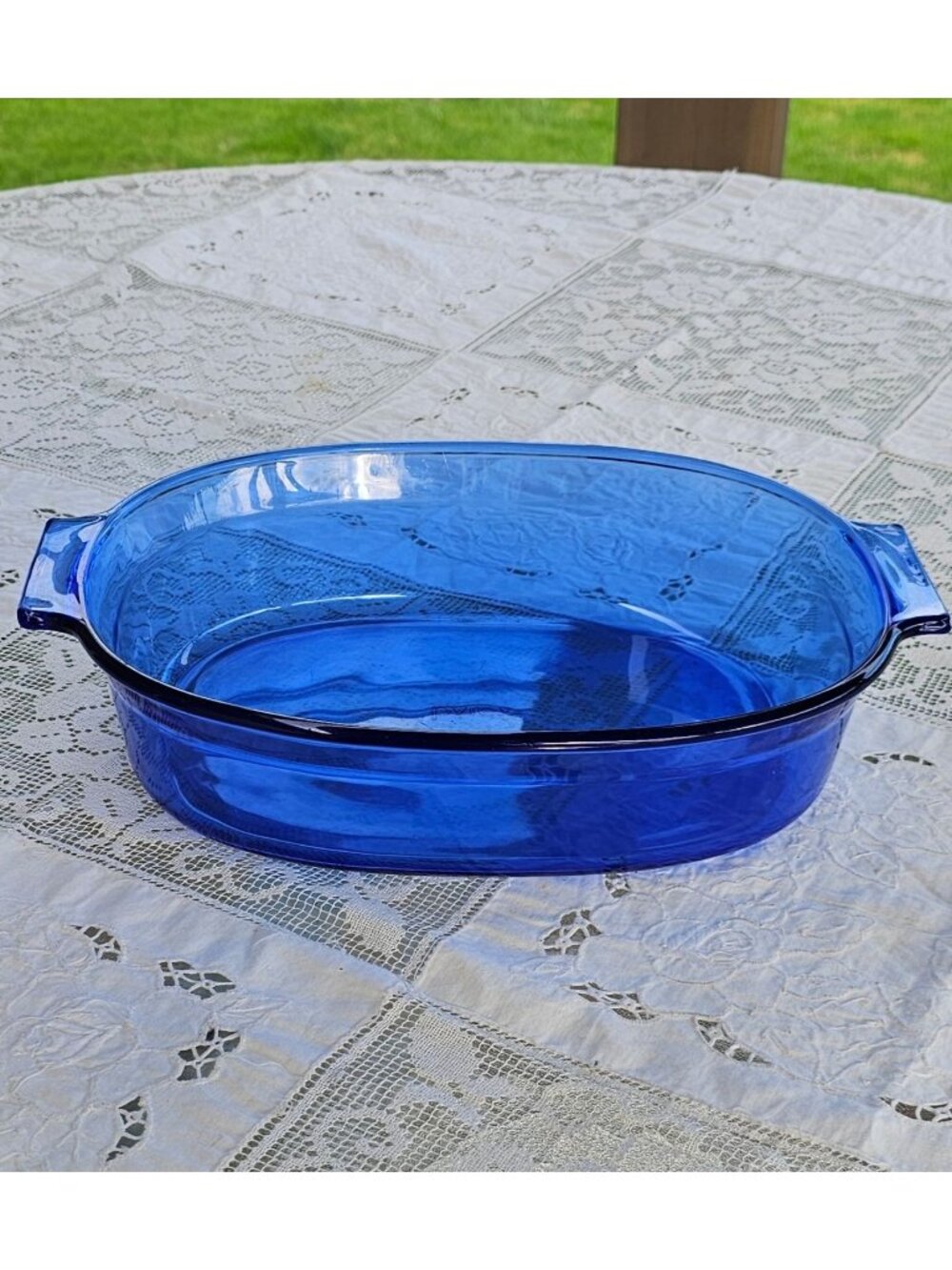 Vintage Pyrex Cobalt Blue Oval Casserole Dish 702 2.5qt Open Roaster